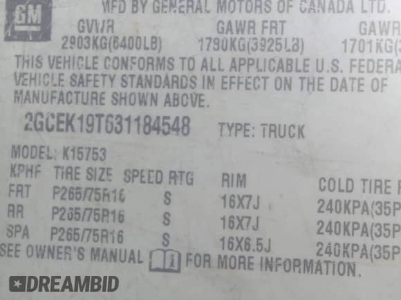 2003 Chevrolet Silverado 1500 LT с VIN 2GCEK19T631184548, выставлен на аукционе IAAI как лот 41942827 с пробегом 286 843 миль миль и . История ставок и продаж доступна на DreamBid. Изображение 9.