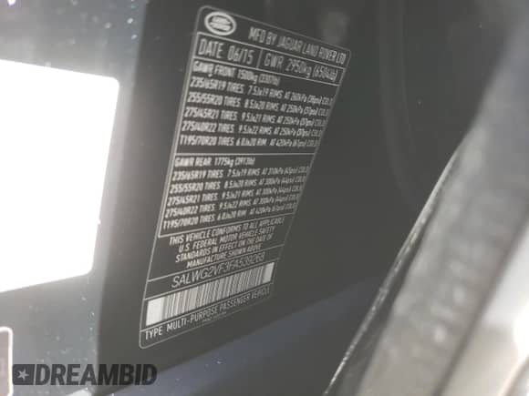 2015 Land Rover Range Rover Sport HSE with VIN SALWG2VF3FA539268, listed as a Copart auction lot 64585515 with 69,998 mi miles and Salvage title. Bid and sale history available at DreamBid. Image 13.