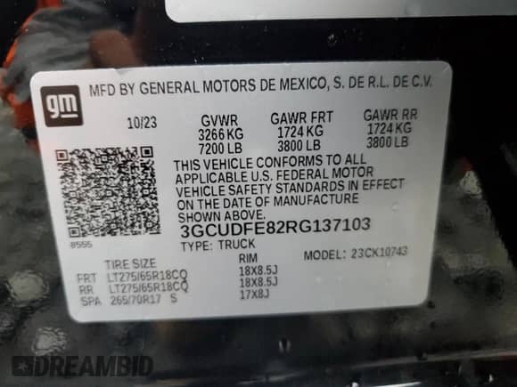 2024 Chevrolet Silverado 1500 LT Trail Boss с VIN 3GCUDFE82RG137103, выставлен на аукционе Copart как лот 64241895 с пробегом Не указан миль и Списание • Salvage title. История ставок и продаж доступна на DreamBid. Изображение 13.