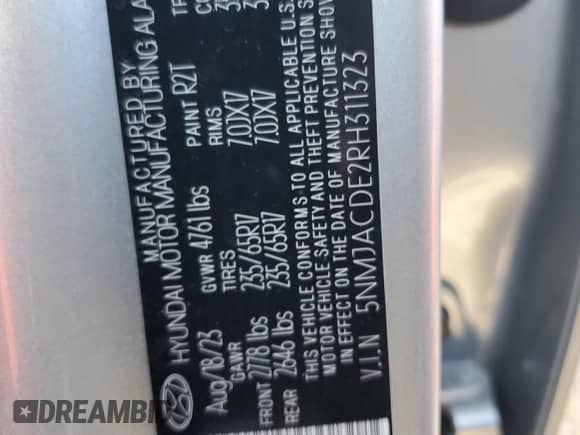 2024 Hyundai Tucson SE with VIN 5NMJACDE2RH311323, listed as a Copart auction lot 81233845 with 44,081 mi miles and Salvage title. Bid and sale history available at DreamBid. Image 13.