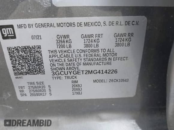 2021 Chevrolet Silverado 1500 LTZ z VIN 3GCUYGET2MG414226, wystawiony jako IAAI lot #43256497 z przebiegiem 106 592 mil mil oraz . Historia ofert i sprzedaży dostępna na DreamBid. Obrazek 9.