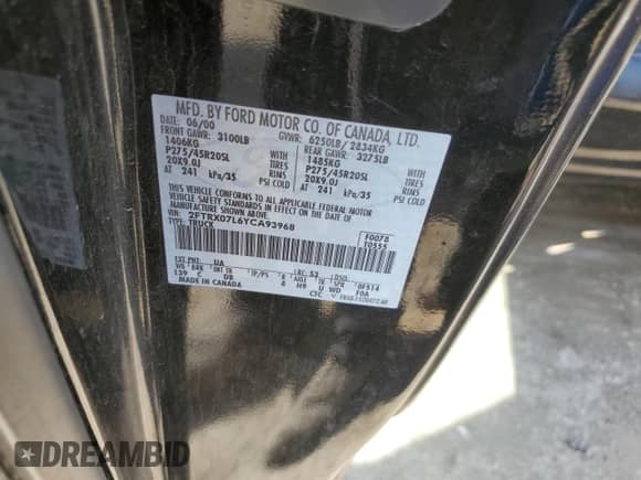 2000 Ford F-150 XL z VIN 2FTRX07L6YCA93968, wystawiony jako Copart lot #52541195 z przebiegiem 252 092 mil mil oraz Szkoda całkowita • Salvage title. Historia ofert i sprzedaży dostępna na DreamBid. Obrazek 14.