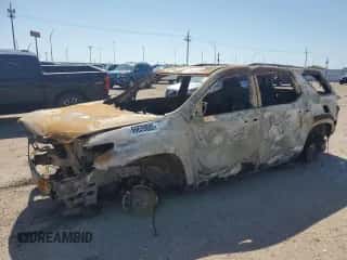 2018 Chevrolet Traverse LT z VIN 1GNEVHKW5JJ112917, wystawiony jako Copart lot #66639885 z przebiegiem Nie podano mil oraz Szkoda całkowita • Salvage title. Historia ofert i sprzedaży dostępna na DreamBid. Obrazek 1.