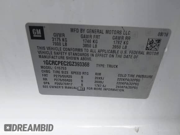 2016 Chevrolet Silverado 1500 Custom z VIN 1GCRCPEC2GZ393368, wystawiony jako IAAI lot #41501663 z przebiegiem 110 276 mil mil oraz . Historia ofert i sprzedaży dostępna na DreamBid. Obrazek 9.