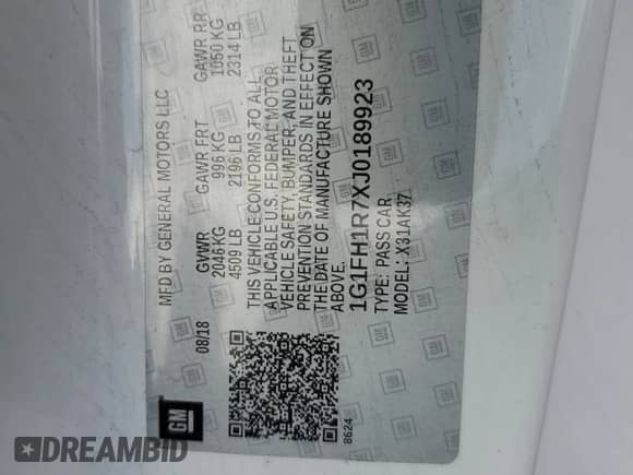 2018 Chevrolet Camaro 2SS z VIN 1G1FH1R7XJ0189923, wystawiony jako Copart lot #81663315 z przebiegiem 75 038 mil mil oraz Szkoda całkowita • Salvage title. Historia ofert i sprzedaży dostępna na DreamBid. Obrazek 13.