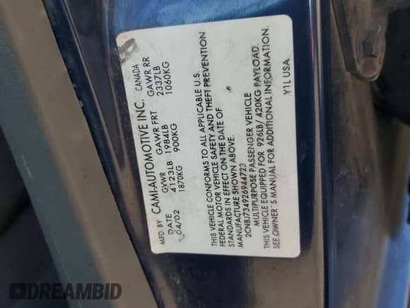 2002 Chevrolet Tracker ZR2 с VIN 2CNBJ734926944723, выставлен на аукционе Copart как лот 79505484 с пробегом 121 510 миль миль и Списание • Salvage title. История ставок и продаж доступна на DreamBid. Изображение 14.