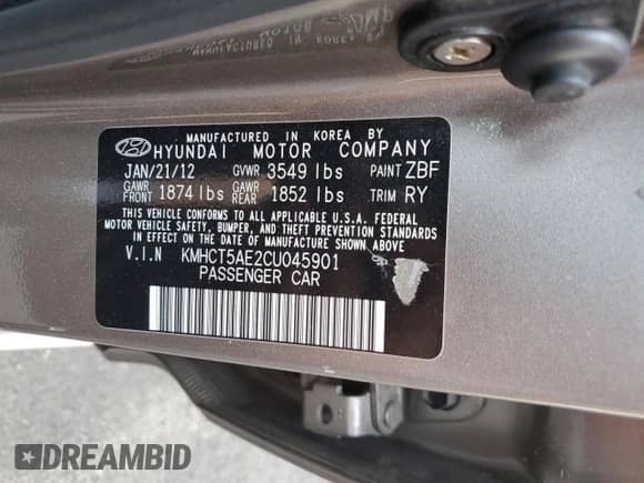 2012 Hyundai Accent GS с VIN KMHCT5AE2CU045901, выставлен на аукционе Copart как лот 80367675 с пробегом 74 352 миль миль и Списание • Salvage title. История ставок и продаж доступна на DreamBid. Изображение 12.