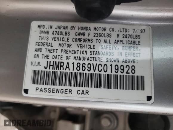 1997 Honda Odyssey LX с VIN JHMRA1869VC019928, выставлен на аукционе Copart как лот 81348794 с пробегом 114 344 миль миль и Списание • Salvage title. История ставок и продаж доступна на DreamBid. Изображение 16.