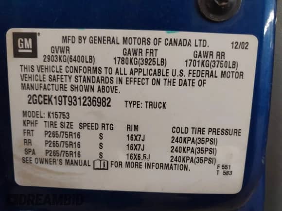 2003 Chevrolet Silverado 1500 с VIN 2GCEK19T931236982, выставлен на аукционе IAAI как лот 41178535 с пробегом 144 996 миль миль и . История ставок и продаж доступна на DreamBid. Изображение 9.