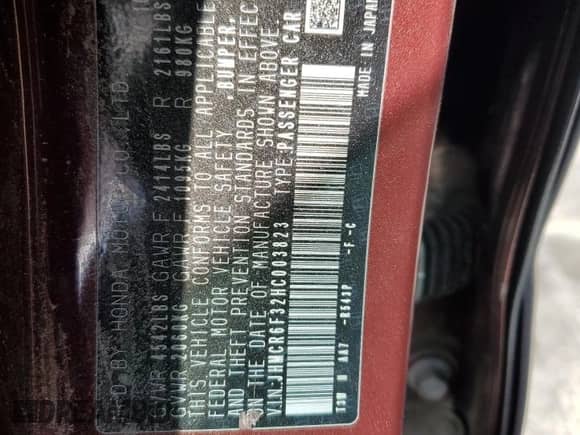 2017 Honda Accord with VIN JHMCR6F32HC003823, listed as a Copart auction lot 85581485 with 424,853 mi miles and Salvage title. Bid and sale history available at DreamBid. Image 13.