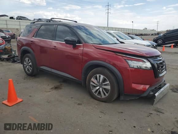 2023 Nissan Pathfinder SL with VIN 5N1DR3CC1PC233064, listed as a Copart auction lot 61076365 with 28,151 mi miles and Salvage title. Bid and sale history available at DreamBid. Image 4.