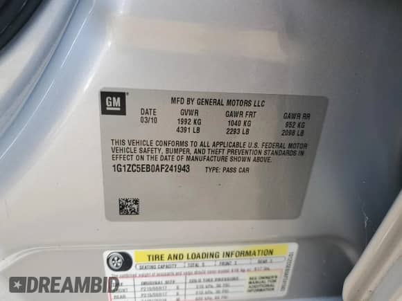 2010 Chevrolet Malibu 1LT с VIN 1G1ZC5EB0AF241943, выставлен на аукционе Copart как лот 83799195 с пробегом 83 137 миль миль и Списание • Salvage title. История ставок и продаж доступна на DreamBid. Изображение 12.