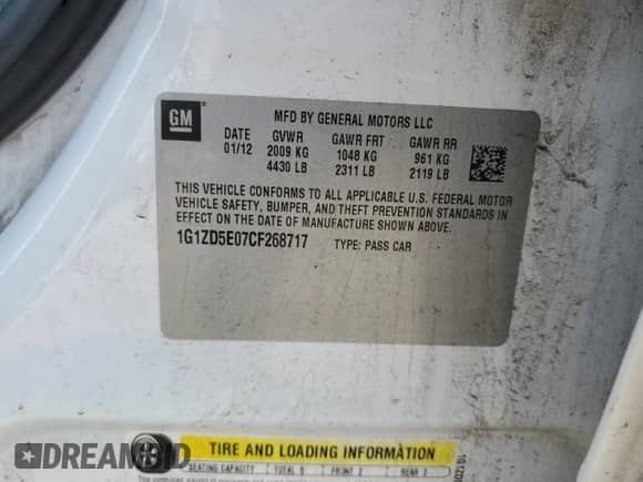 2012 Chevrolet Malibu 2LT z VIN 1G1ZD5E07CF268717, wystawiony jako Copart lot #68039865 z przebiegiem 172 701 mil mil oraz Szkoda całkowita • Salvage title. Historia ofert i sprzedaży dostępna na DreamBid. Obrazek 13.