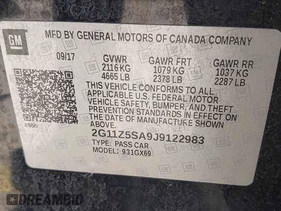 2018 Chevrolet Impala LS with VIN 2G11Z5SA9J9122983, listed as a IAAI auction lot 41993911 with 176,491 mi miles and . Bid and sale history available at DreamBid. Image 9.