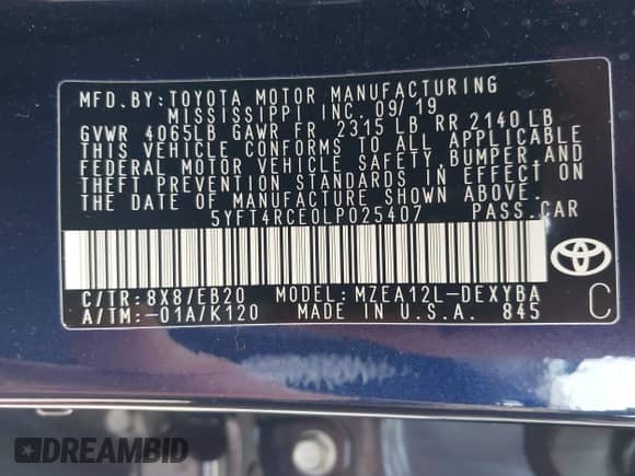 2020 Toyota Corolla XSE с VIN 5YFT4RCE0LP025407, выставлен на аукционе IAAI как лот 43296833 с пробегом 22 393 миль миль и . История ставок и продаж доступна на DreamBid. Изображение 9.