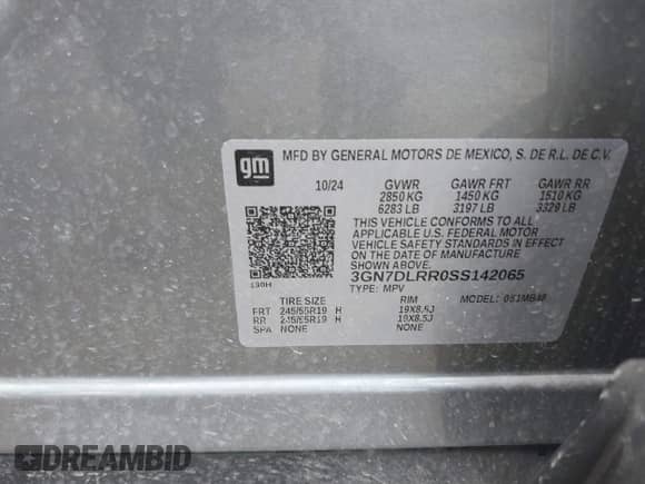 2025 Chevrolet Equinox EV LT с VIN 3GN7DLRR0SS142065, выставлен на аукционе IAAI как лот 42498838 с пробегом 5 419 миль миль и . История ставок и продаж доступна на DreamBid. Изображение 9.