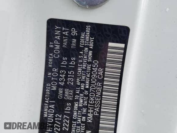 2013 Hyundai Genesis Coupe Premium с VIN KMHHT6KD7DU090450, выставлен на аукционе Copart как лот 81945695 с пробегом 127 670 миль миль и Списание • Salvage title. История ставок и продаж доступна на DreamBid. Изображение 12.