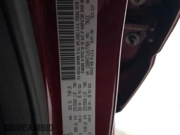 2020 Ram 1500 Longhorn with VIN 1C6SRFKT1LN177924, listed as a Copart auction lot 89320135 with Not provided miles and Salvage title. Bid and sale history available at DreamBid. Image 12.