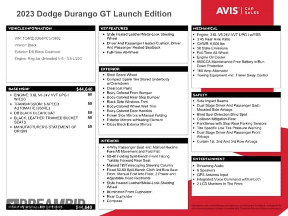 2023 Dodge Durango GT Premium с VIN 1C4RDJDG8PC573892, выставлен на аукционе Copart как лот 80955563 с пробегом 25 789 миль миль и На запчасти • Non repairable. История ставок и продаж доступна на DreamBid. Изображение 12.