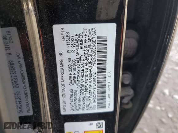 2018 Honda Accord Sport с VIN 1HGCV1F37JA161612, выставлен на аукционе Copart как лот 89814625 с пробегом 102 964 миль миль и Чистый • Clean title. История ставок и продаж доступна на DreamBid. Изображение 12.