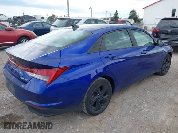 2023 Hyundai Elantra Blue with VIN KMHLM4AJ8PU055116, listed as a IAAI auction lot 43286266 with 91,558 mi miles and . Bid and sale history available at DreamBid. Image 4.