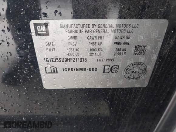 2017 Chevrolet Malibu Hybrid с VIN 1G1ZJ5SU9HF211975, выставлен на аукционе IAAI как лот 42671025 с пробегом 150 281 миль миль и . История ставок и продаж доступна на DreamBid. Изображение 9.