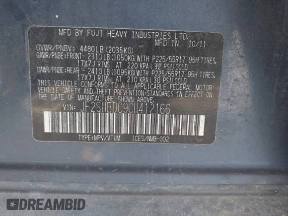 2012 Subaru Forester X Premium z VIN JF2SHBDC9CH412166, wystawiony jako IAAI lot #43240546 z przebiegiem 161 157 mil mil oraz . Historia ofert i sprzedaży dostępna na DreamBid. Obrazek 9.