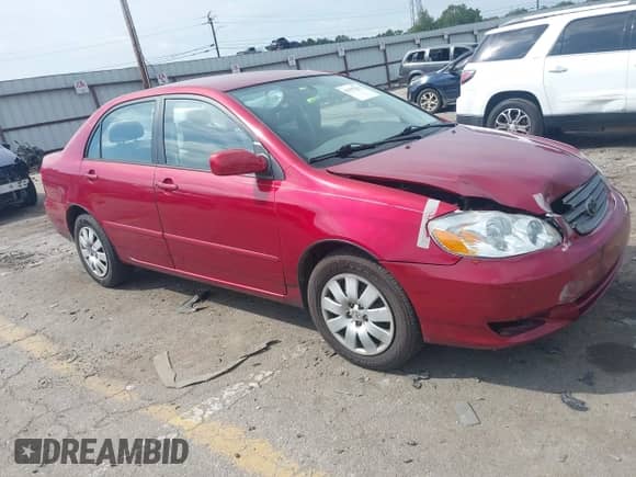 2003 Toyota Corolla S with VIN 2T1BR32EX3C067465, listed as a IAAI auction lot 43307813 with 126,610 mi miles and . Bid and sale history available at DreamBid. Image 1.