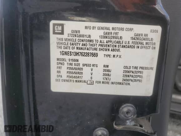 2006 Chevrolet TrailBlazer LT with VIN 1GNES13H762287669, listed as a Copart auction lot 84381435 with 186,891 mi miles and Salvage title. Bid and sale history available at DreamBid. Image 14.