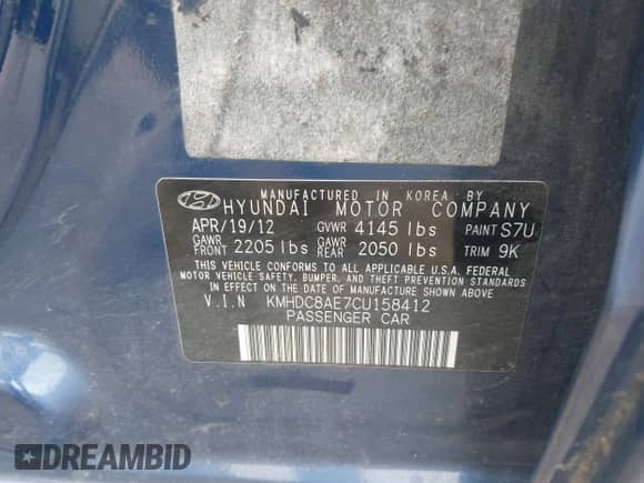 2012 Hyundai Elantra SE z VIN KMHDC8AE7CU158412, wystawiony jako IAAI lot #43272541 z przebiegiem 142 571 mil mil oraz . Historia ofert i sprzedaży dostępna na DreamBid. Obrazek 9.