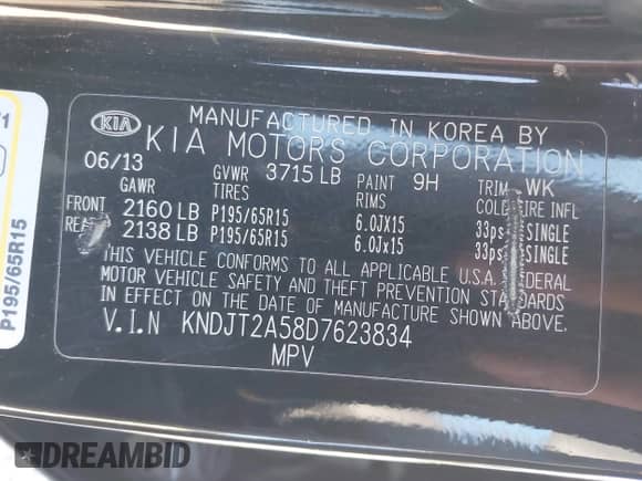 2013 Kia Soul с VIN KNDJT2A58D7623834, выставлен на аукционе IAAI как лот 43251053 с пробегом 134 000 миль миль и . История ставок и продаж доступна на DreamBid. Изображение 9.