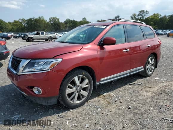 2015 Nissan Pathfinder Platinum with VIN 5N1AR2MM1FC702639, listed as a Copart auction lot 81580825 with 117,325 mi miles and Salvage title. Bid and sale history available at DreamBid. Image 1.