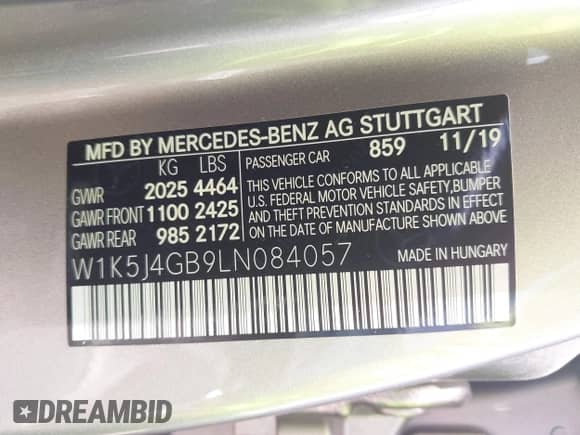 2020 Mercedes-Benz CLA 250 с VIN W1K5J4GB9LN084057, выставлен на аукционе IAAI как лот 42713494 с пробегом 61 808 миль миль и . История ставок и продаж доступна на DreamBid. Изображение 9.