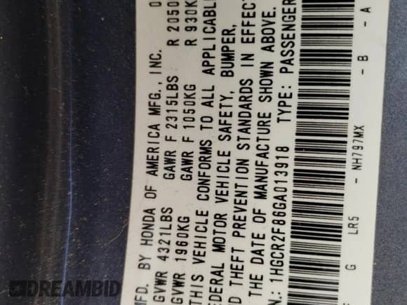 2016 Honda Accord EX-L with VIN 1HGCR2F86GA013918, listed as a Copart auction lot 69552535 with 88,842 mi miles and Salvage title. Bid and sale history available at DreamBid. Image 13.