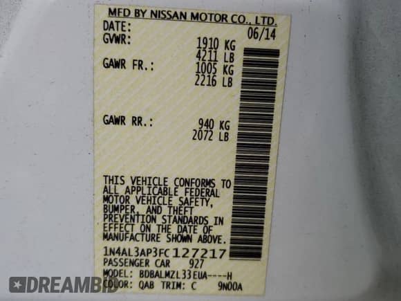 2015 Nissan Altima SV с VIN 1N4AL3AP3FC127217, выставлен на аукционе Copart как лот 86724295 с пробегом 122 632 миль миль и Списание • Salvage title. История ставок и продаж доступна на DreamBid. Изображение 12.