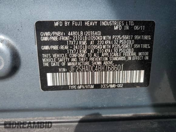 2011 Subaru Forester X Premium с VIN JF2SHADC4BH768601, выставлен на аукционе Copart как лот 70204455 с пробегом 215 801 миль миль и Списание • Salvage title. История ставок и продаж доступна на DreamBid. Изображение 14.