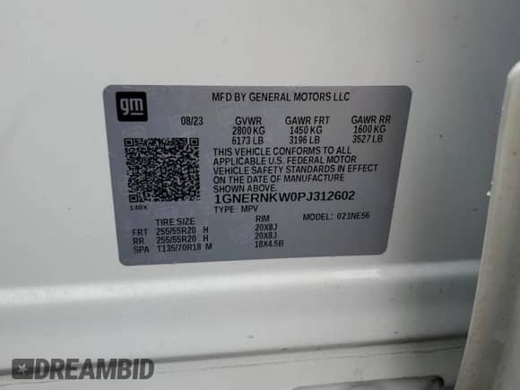 2023 Chevrolet Traverse High Country with VIN 1GNERNKW0PJ312602, listed as a Copart auction lot 69869845 with 36,347 mi miles and Salvage title. Bid and sale history available at DreamBid. Image 14.