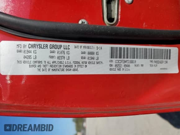 2015 Dodge Dart GT with VIN 1C3CDFEB4FD166610, listed as a Copart auction lot 85134465 with 72,454 mi miles and Salvage title. Bid and sale history available at DreamBid. Image 12.