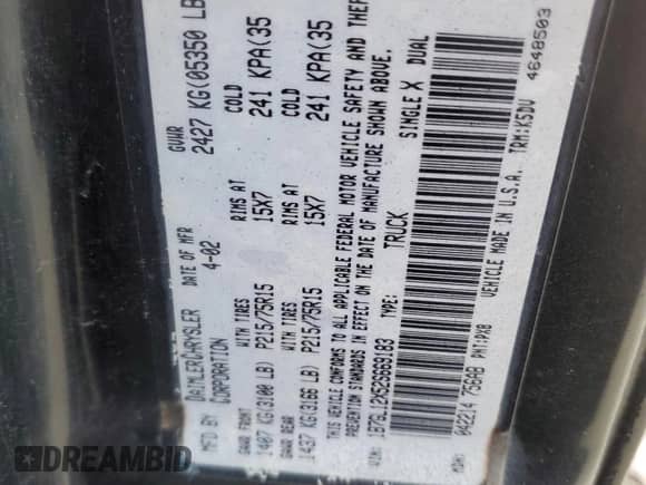 2002 Dodge Dakota с VIN 1B7GL12X52S669183, выставлен на аукционе Copart как лот 89385785 с пробегом 115 026 миль миль и Списание • Salvage title. История ставок и продаж доступна на DreamBid. Изображение 15.