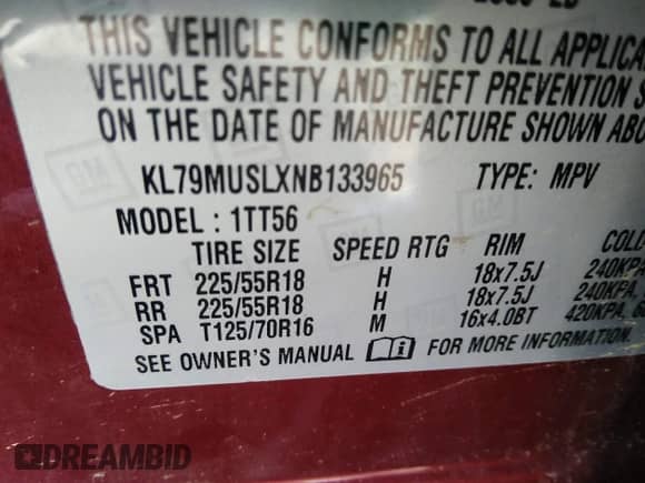 2022 Chevrolet TrailBlazer RS z VIN KL79MUSLXNB133965, wystawiony jako IAAI lot #36579681 z przebiegiem 9 902 mil mil oraz . Historia ofert i sprzedaży dostępna na DreamBid. Obrazek 9.