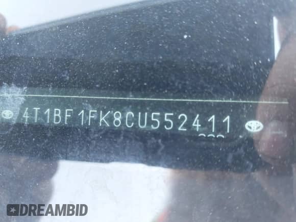 2012 Toyota Camry SE с VIN 4T1BF1FK8CU552411, выставлен на аукционе IAAI как лот 43437034 с пробегом 121 012 миль миль и . История ставок и продаж доступна на DreamBid. Изображение 9.