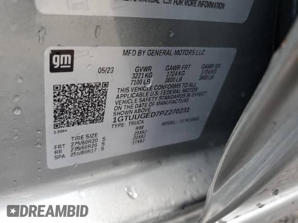 2023 GMC Sierra 1500 Denali z VIN 1GTUUGED7PZ270231, wystawiony jako Copart lot #58398935 z przebiegiem 14 572 mil mil oraz Nie do naprawy • Non repairable. Historia ofert i sprzedaży dostępna na DreamBid. Obrazek 12.
