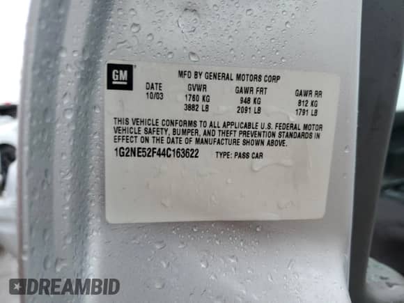 2004 Pontiac Grand Am SE с VIN 1G2NE52F44C163622, выставлен на аукционе Copart как лот 82150335 с пробегом 124 077 миль миль и Чистый • Clean title. История ставок и продаж доступна на DreamBid. Изображение 12.