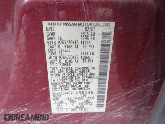 2007 Nissan Frontier Nismo с VIN 1N6AD07W37C436138, выставлен на аукционе IAAI как лот 42332297 с пробегом 152 886 миль миль и . История ставок и продаж доступна на DreamBid. Изображение 9.