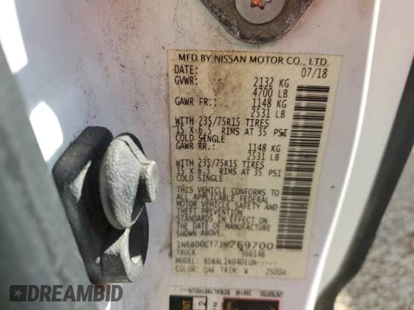 2018 Nissan Frontier S z VIN 1N6BD0CT7JN769700, wystawiony jako Copart lot #80559385 z przebiegiem Nie podano mil oraz Czysty tytuł • Clean title. Historia ofert i sprzedaży dostępna na DreamBid. Obrazek 13.