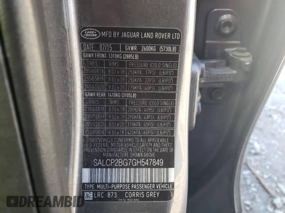 2016 Land Rover Discovery Sport SE с VIN SALCP2BG7GH547849, выставлен на аукционе Copart как лот 66929115 с пробегом 123 771 миль миль и Списание • Salvage title. История ставок и продаж доступна на DreamBid. Изображение 13.