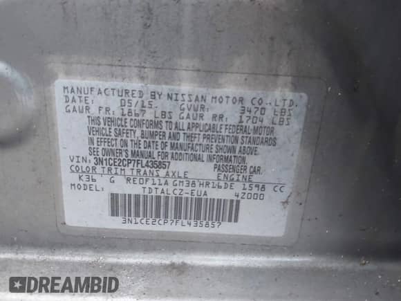 2015 Nissan Note S Plus с VIN 3N1CE2CP7FL435857, выставлен на аукционе IAAI как лот 43414399 с пробегом 138 371 миль миль и . История ставок и продаж доступна на DreamBid. Изображение 9.