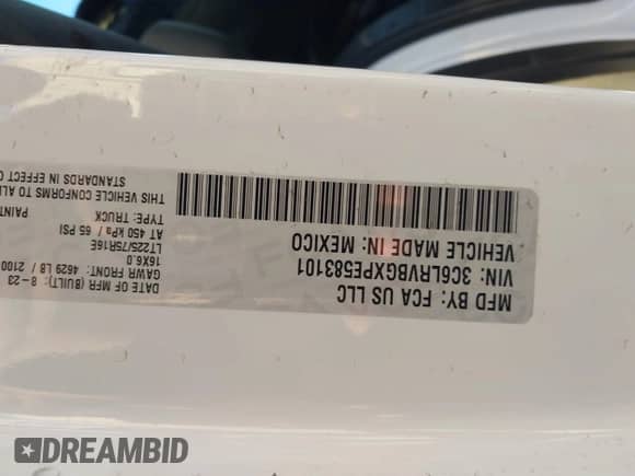 2023 Ram ProMaster Cargo с VIN 3C6LRVBGXPE583101, выставлен на аукционе IAAI как лот 41206939 с пробегом 9 469 миль миль и . История ставок и продаж доступна на DreamBid. Изображение 9.