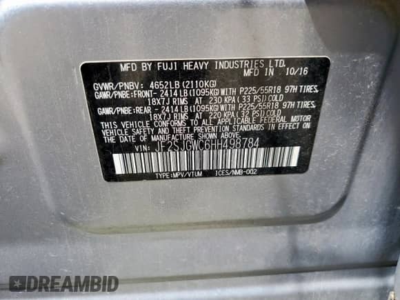 2017 Subaru Forester Touring z VIN JF2SJGWC6HH498784, wystawiony jako Copart lot #71694785 z przebiegiem 65 980 mil mil oraz Czysty tytuł • Clean title. Historia ofert i sprzedaży dostępna na DreamBid. Obrazek 13.