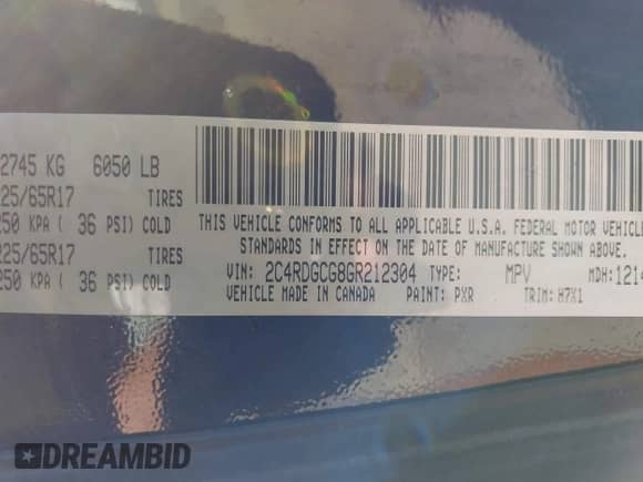2016 Dodge Grand Caravan SXT with VIN 2C4RDGCG8GR212304, listed as a IAAI auction lot 43339029 with 120,513 mi miles and . Bid and sale history available at DreamBid. Image 9.